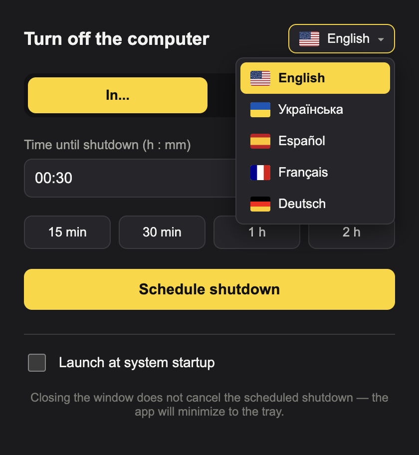 Language dropdown with flags