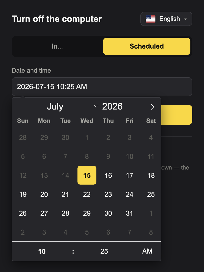 Scheduler with calendar open